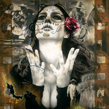 In loving Memory Daniel Esparza Art Canvas Giclee Woman Dia de Los Muertos - £58.92 GBP+