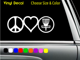 Peace Love Disc Golf Decal Laptop Car Window Sticker Choose Size Color - £2.24 GBP+