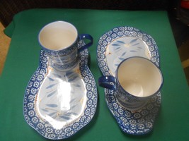 Beautiful TIARA Temp-tations Set of 2 SANDWICH Plates with Cups - £19.13 GBP