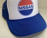 Vintage Nissan Hat Nissan Trucker Cap snapback New Unworn Blue Hat - £14.09 GBP