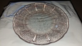 Vintage 1930&#39;S Pink Cherry Blossom 9&quot; Plate Depression Glass No Chips Or Cracks - £14.00 GBP