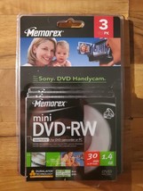 Memorex Mini DVD-RW 3 Pack 2X 1.4GB 30 min DVD Camcorder Sony Handycam - £14.19 GBP