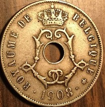 1908 Belgium 25 Centimes Coin Pièce De 25 Centimes De Belgique - £1.57 GBP