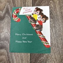 Vintage Folded Christmas Holiday Card “Nice Couple” Bears Candy Cane Nor... - $5.59 CAD