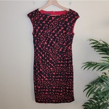 INC International Concepts | Red Black Heart Print Sheath Dress, Womens Size 6 - £19.03 GBP