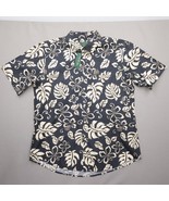 NWT David Taylor Men&#39;s Large Floral Hawaiian Shirt White Black Beach Cla... - £25.64 GBP
