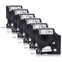 6-Pack 45013 Label Tape Compatible For Dymo D1 Label Tape 1/2 Inch Black On Whit - £25.27 GBP