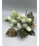 Vtg Polished Jade Grapes Cluster Stone Leaves Decorative Piece - $24.28