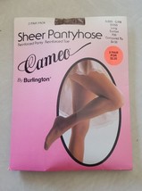 Cameo By Burlington Sheer Pantyhose 2 Pair Long Suntan 730 Vintage NEW Nylon - £7.54 GBP