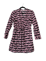 CROWN &amp; IVY Womens Dress Dragonfly Drawstring Waist Long Sleeve Blue/Pink Size 4 - £7.52 GBP