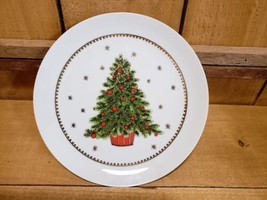 George Good Christmas Tree 7 3/4 Dessert or Salad Plate Gold Trim Japan - £12.60 GBP