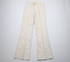 Vintage 70s Levis Mens 30x34 Knit Wide Leg Bell Bottoms Chino Pants Cream USA - £197.80 GBP