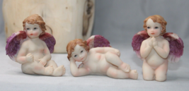 Cherub Angels Set of 3 Resin Detailed Sitting Laying Kneeling 3&quot; Figurines - £7.68 GBP