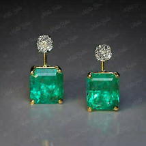 2.5Ct Emerald Cut Green Emerald Snap Closure Drop Earrings 14KYellow Gold Finish - £66.79 GBP