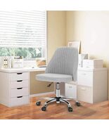 Modern Armless Desk Chair with Soft Fabric Upholstery, Stylish Swivel Of... - $99.99
