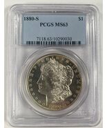 1880-S $1 Silver Morgan Dollar Graded by PCGS as MS-63 - $187.84