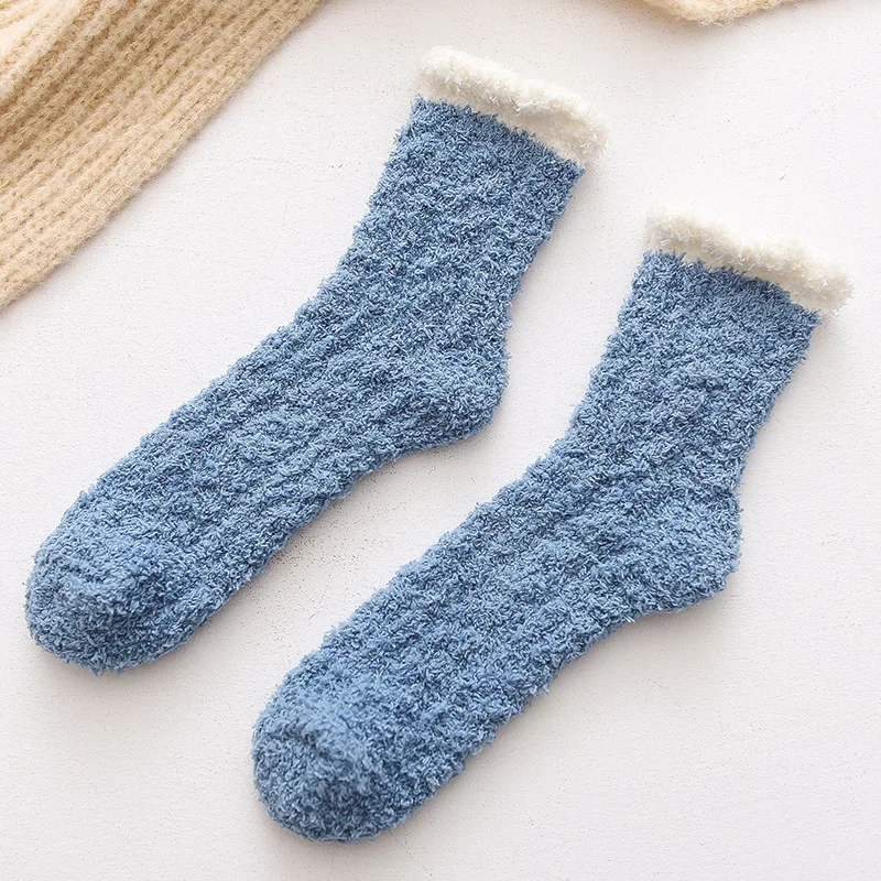 Sporting Winter Tube Socks Women Coral Fleece Soft Warm Solid Color Women&#39;s Sock - £18.48 GBP