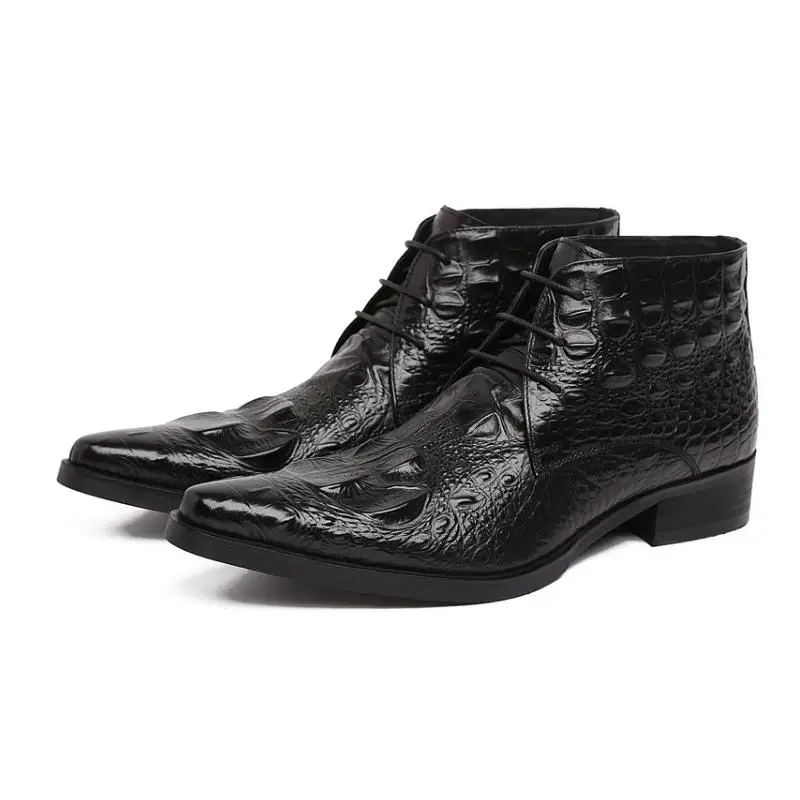 Quality Embossed  Leather Men Boots  Pattern Business Dress Ankle Boots European - £287.52 GBP