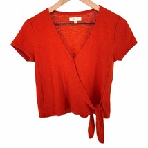 Madewell burnt orange texture thread wrap tied blouse extra extra small ... - $22.99