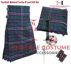 Scottish Highland Traditional 8 yard kilt Scottish National Tartan kilt Package - £70.10 GBP+