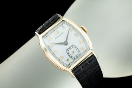 Hamilton Gold-Filled Hand-Winding Tonneau Watch w/ Black Leather Band - $701.63