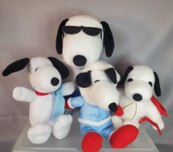 Snoopy &amp; Joe Cool Set of 3 Plush Peanuts Stuffed Toys 6 inch Beagle - £13.19 GBP