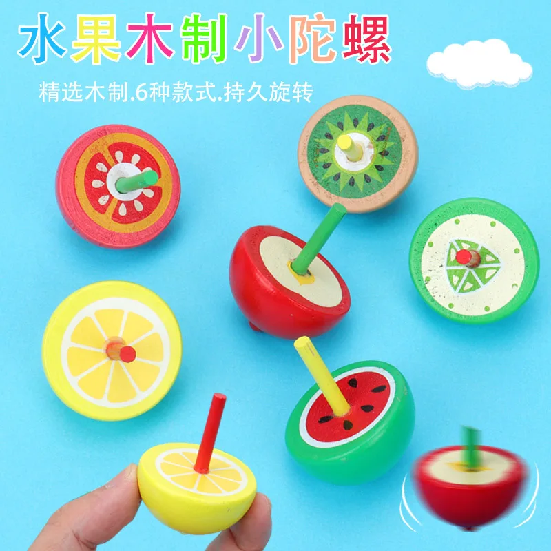 10pcs Cute Wooden Colorful Spinning Top Fruits Gyro Interesting Novelty ... - $14.06+
