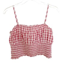 American Eagle Pink White Gingham Smocked Cami Medium - £18.80 GBP