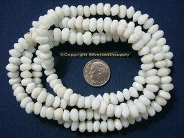 Milk Glass color white baroque chip bead strand 35 inch white opaque  BS138 - £1.54 GBP