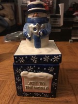 Snowman Ceramic Container-Rare Vintage-SHIPS N 24 HOURS - $50.39