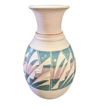 Vintage Mexican Handmade Etched Clay Ceramic Pottery Vase Artist Signed Acevioza - £15.63 GBP