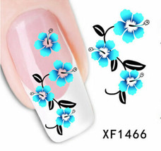 Nail Art Water Transfer Sticker Decal Stickers Pretty Flowers Pink Black XF1466 - £2.47 GBP