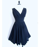 Vintage 50s Miss Elliette Black Cocktail Dress XS Bombshell Ruched Full ... - $1,713.21 MXN
