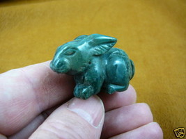 (Y-BUN-SI-551) BUNNY RABBIT GREEN gemstone STONE carving gem HARE - $14.01