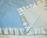 Baby Blanket Blankets &amp; Beyond thick plush blue green white striped sati... - $46.77
