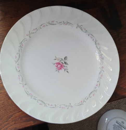 Vintage Royal Swirl Fine China Japan Pink Rose Decorative Dinner Plate - $14.99