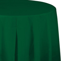 Hunter Green Plastic Round Tablecloth 82&quot; Tableware Party Decorations Supplies - £13.65 GBP