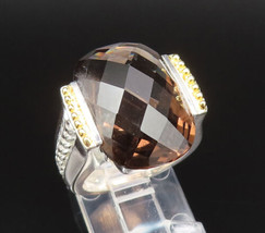 925 Silver - Vintage Two Tone Smoky Quartz Braided Shank Ring Sz 6 - RG25629 - £44.94 GBP