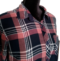 Faded Glory long sleeve shirt womens M (8-10)cotton plaid  silver threads - £9.33 GBP