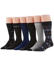 Perry Ellis Portfolio Mens 6-Pack Novelty Holiday Socks Dark B4HP - £12.14 GBP