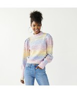 SO® Mock Turtleneck Puff Sleeve Sweater Multi Color Women&#39;s JR Sz M NWT ... - $22.93
