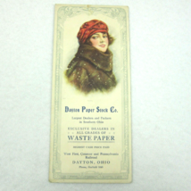 Vintage 1920s Advertising Blotter Women Fur Coat Hat Dayton Paper Stock ... - £11.79 GBP
