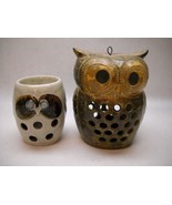 SET OF 2 OMC Ceramic OWL Items 1 White PEN HOLDER 1 Hanging LUMIERE - £42.03 GBP