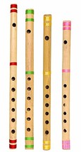 Wood Handmade Bamboo Flute Musical Instrument Beautiful Scale A B C G Set Of 4 - £12.23 GBP