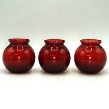 Lot of 3 Ivy Ball Vase Royal Ruby by Anchor Hocking - $458.38