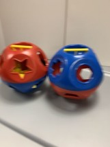 Tupperware Shape-O-Ball Red Blue 15 Yellow Shapes-Tupper Toy Learn Play - $22.50