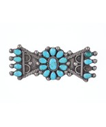 30&#39;s-40&#39;s Navajo silver turquoise cluster pin - £177.53 GBP