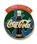 Coca-Cola Global Cooling Pin VTG Advertising Promo Bottle World Earth De... - $17.76 CAD