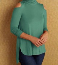 Soft Surroundings Top XL Turquoise Blue Green Long Tunic NEW Cold Should... - $47.96