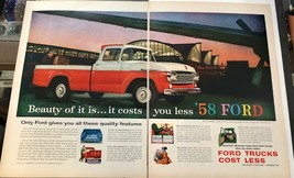 1958 Ford Styleside Pickup Truck 2 Page Vintage Ad Art Poster For Framing - £3.96 GBP